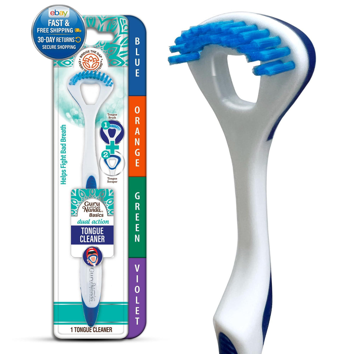 Dual Action Tongue Scraper & Soft Bristle Brush - Fresh Breath Oral Care
