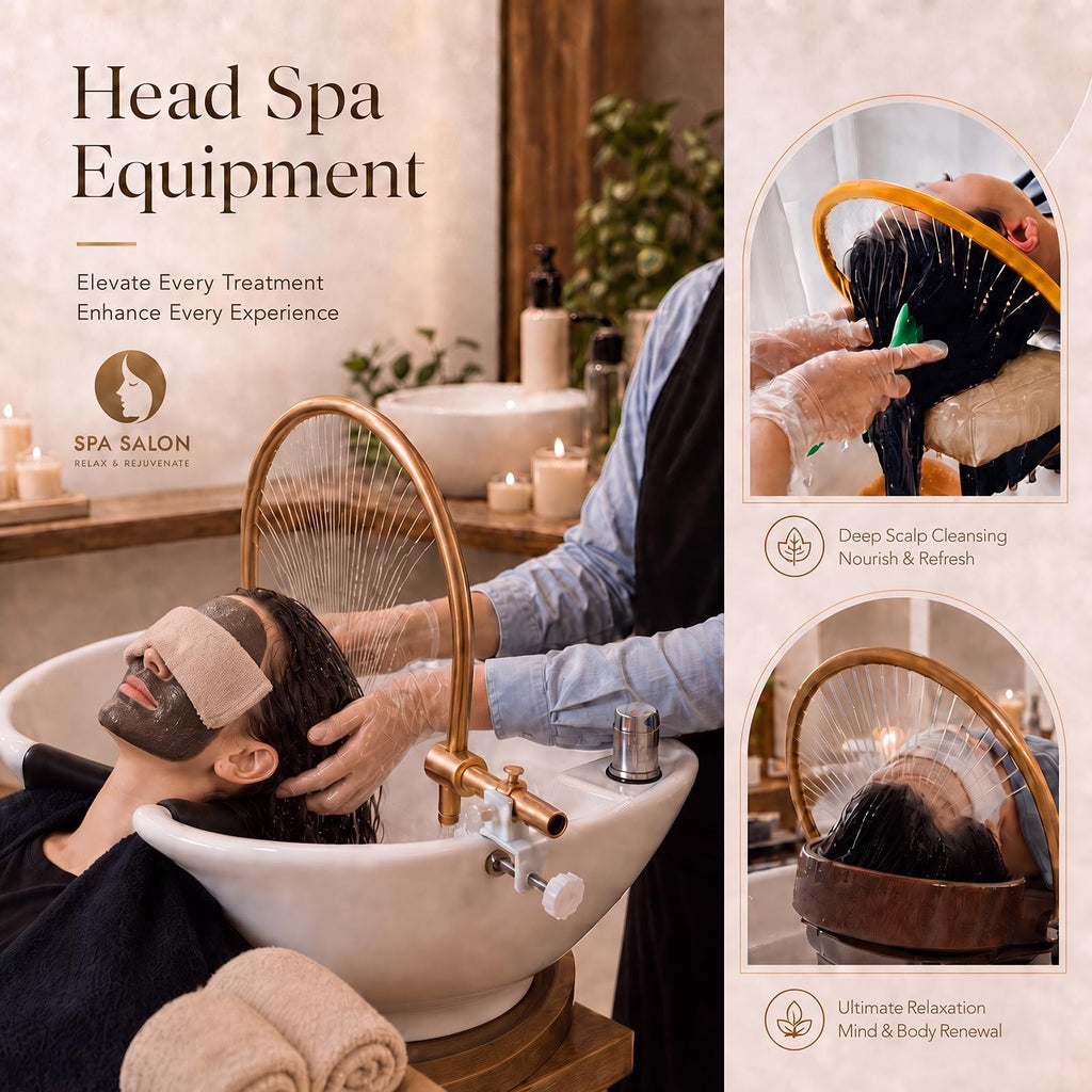 Head Spa Equipment with Water Circulation System for Shampoo Beds & Chairs Gold Finish