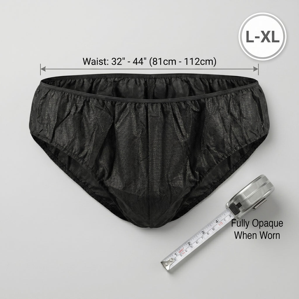 Men's Disposable Briefs Underwear Pack for Spa, Waxing & Tanning - Black 30 pcs