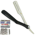 Professional Barber Straight Razor Kit with 100 Blades - Stainless Steel & Black Handle