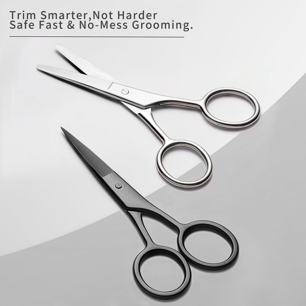 Small Grooming Scissors Set for Facial Hair & Detailing - 2PCS