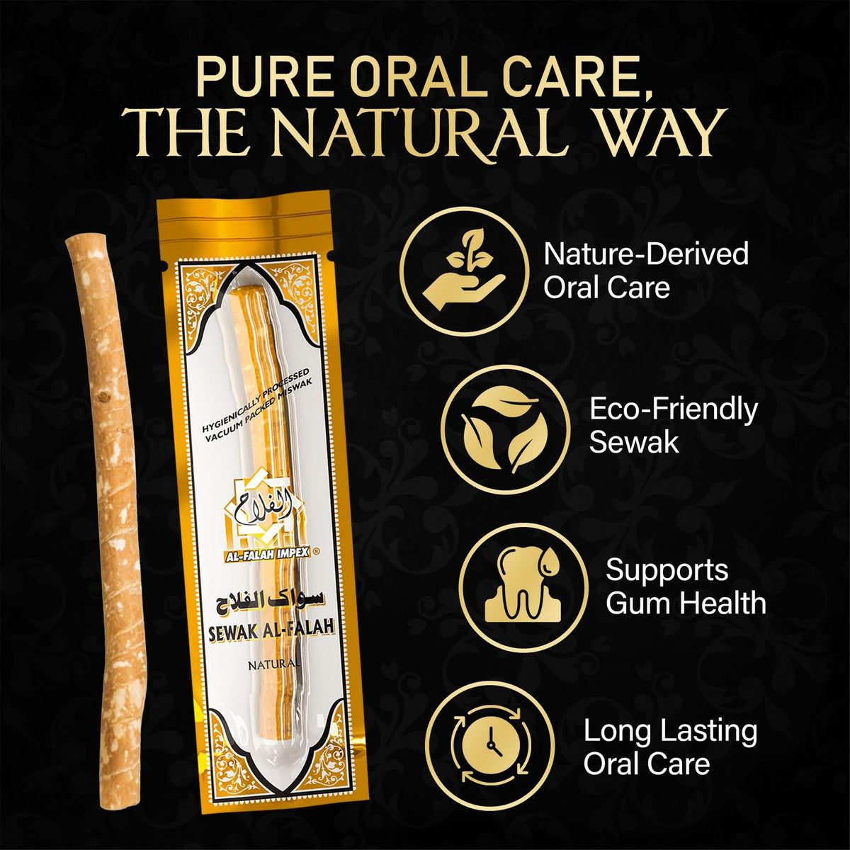 Natural Miswak Toothbrush for Adults - Traditional Oral Care