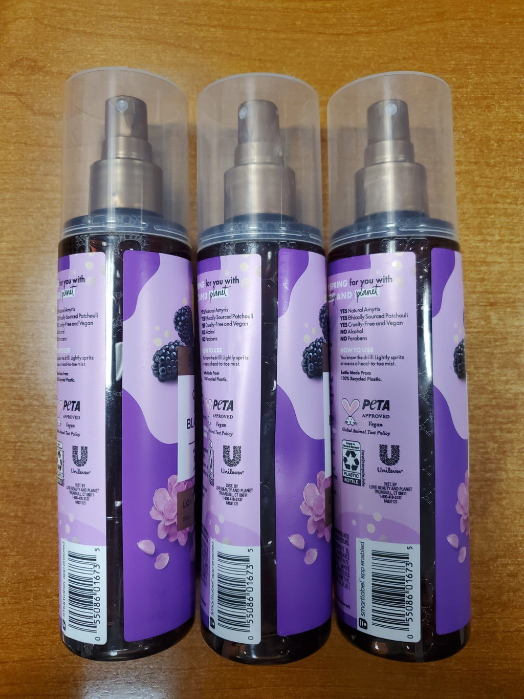 Vegan Body Mist Set - Candied Lilac & Blackberry Fragrance, 3 Pack 8oz