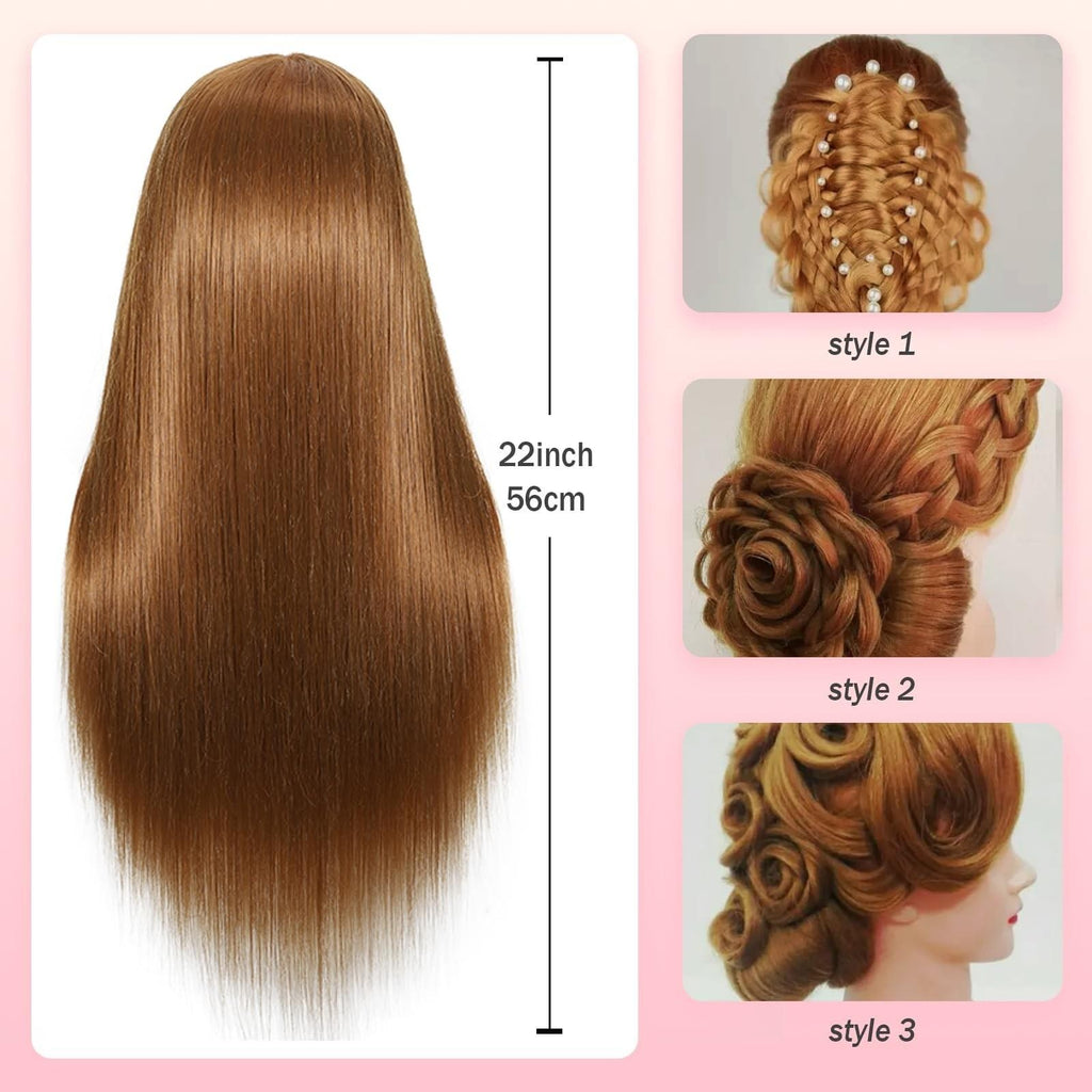 Mannequin Head 26-28 Inches with 80% Human Hair for Hair Styling Practice