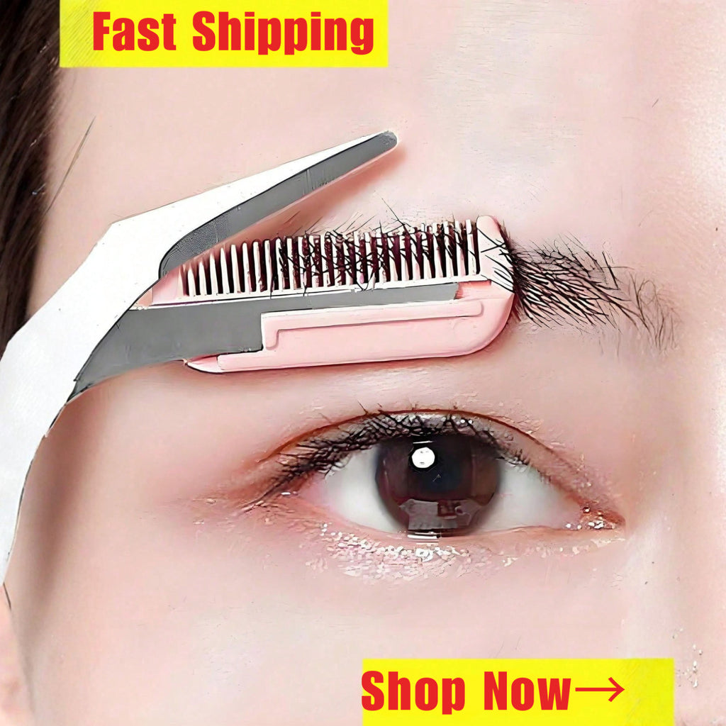 Unisex Eyebrow Grooming Kit with Scissors Comb Razor Stainless Steel