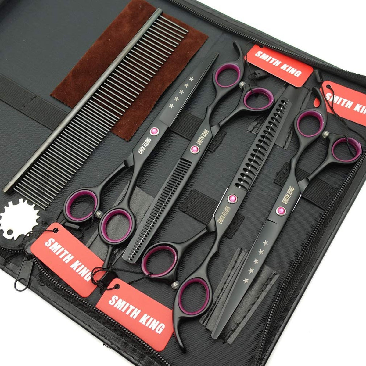 7-Inch Professional Dog Grooming Scissors Set with Straight, Thinning & Curved Blades