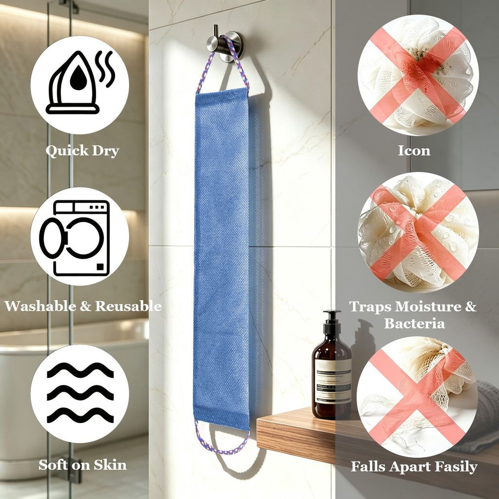 African Exfoliating Shower Net - 3 Pack Back Scrubber Towels for Deep Skin Cleansing