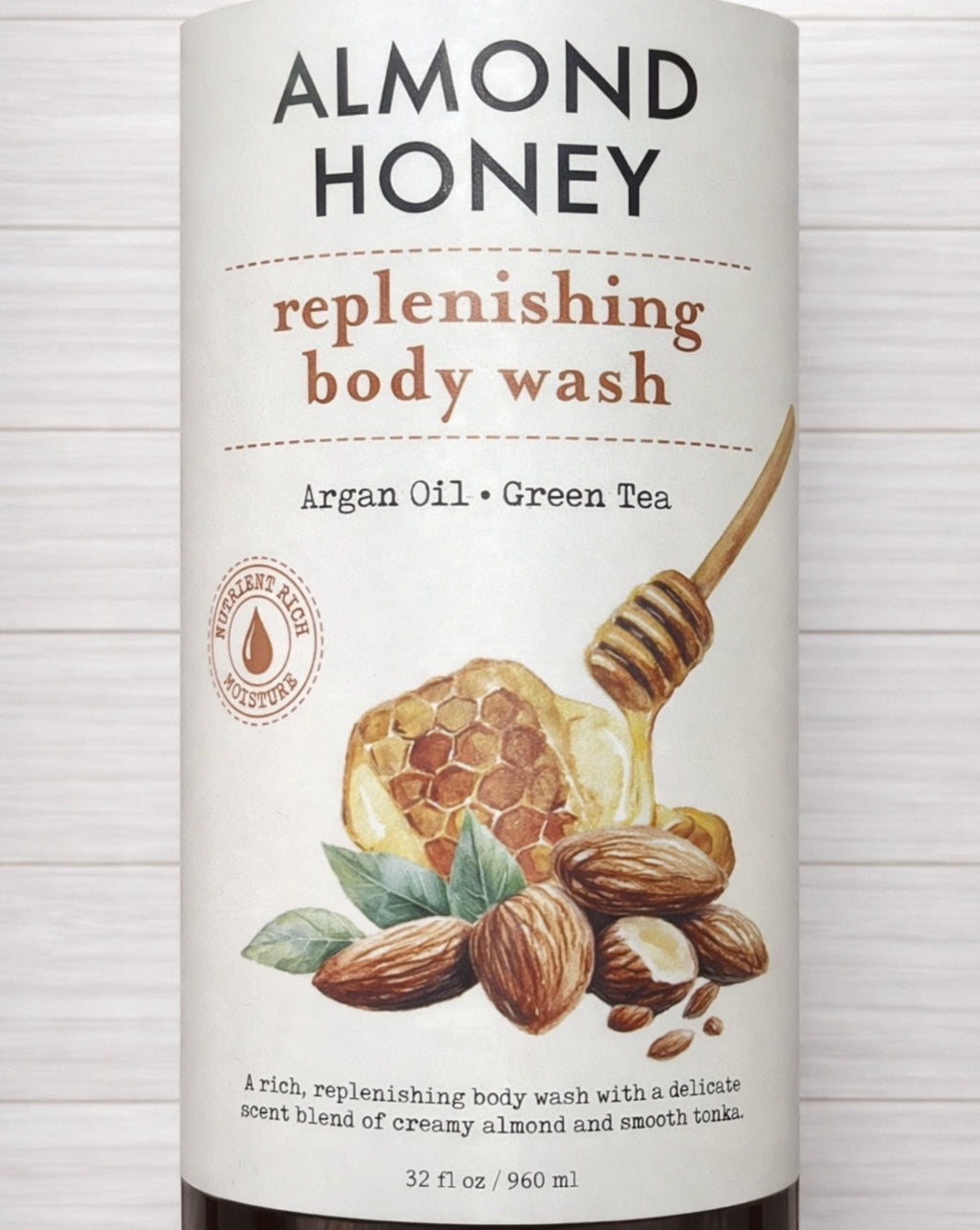 Almond Honey Body Wash with Argan Oil & Green Tea - Replenishing 32oz