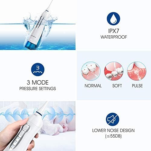 Cordless Water Flosser Oral Irrigator with 8 Tips 300ML Water Tank for Teeth & Gums