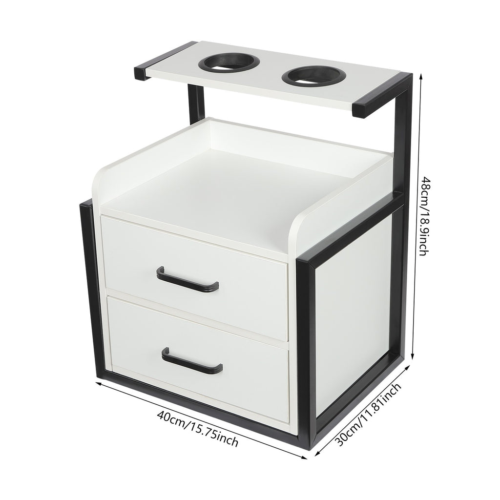 2-Drawer Wall Mounted Salon Storage Cabinet 40x30x48cm Black & White