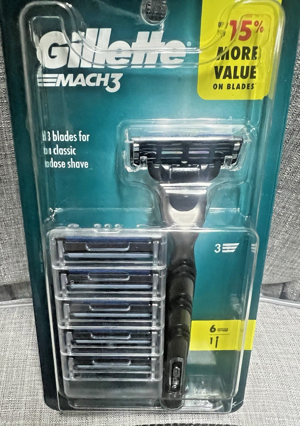 Gillette Mach3 Men's Razor with 6 Cartridge Refills - Sealed & Genuine
