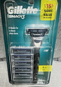 Gillette Mach3 Men's Razor with 6 Cartridge Refills - Sealed & Genuine