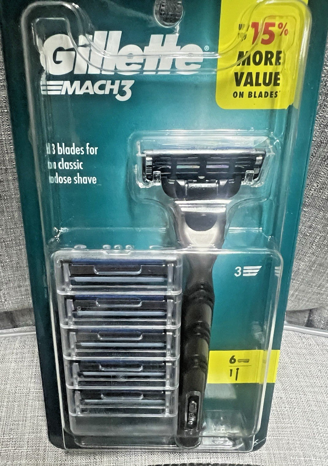 Gillette Mach3 Men's Razor with 6 Cartridge Refills - Sealed & Genuine