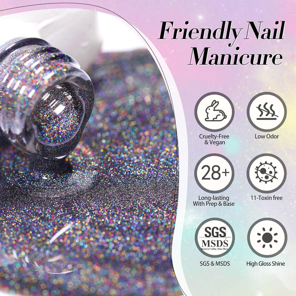 Magnetic Cat Eye Gel Nail Polish with Holographic Rainbow Effect - 15ml