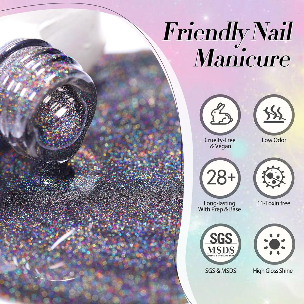 Magnetic Cat Eye Gel Nail Polish with Holographic Rainbow Effect - 15ml
