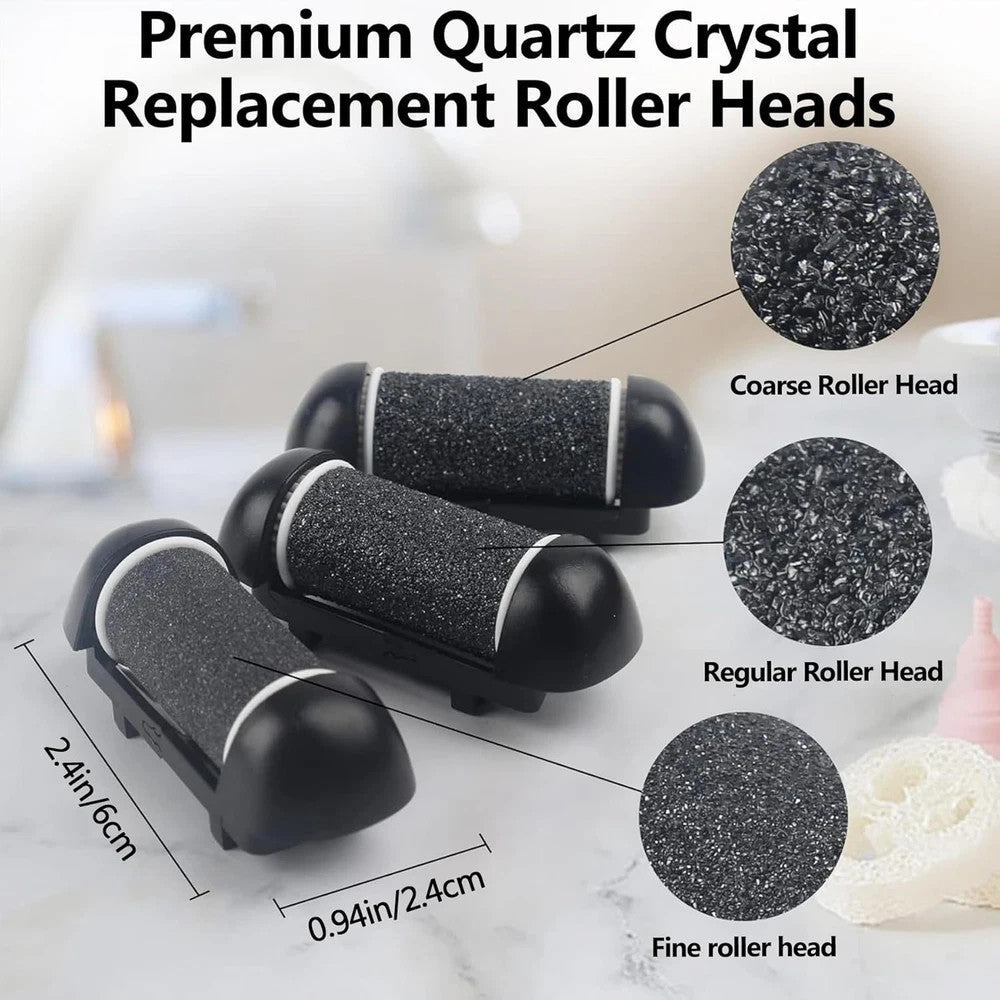 6 Pack Replacement Roller Heads for Electric Foot Callus Removers - Fine, Regular, Coarse