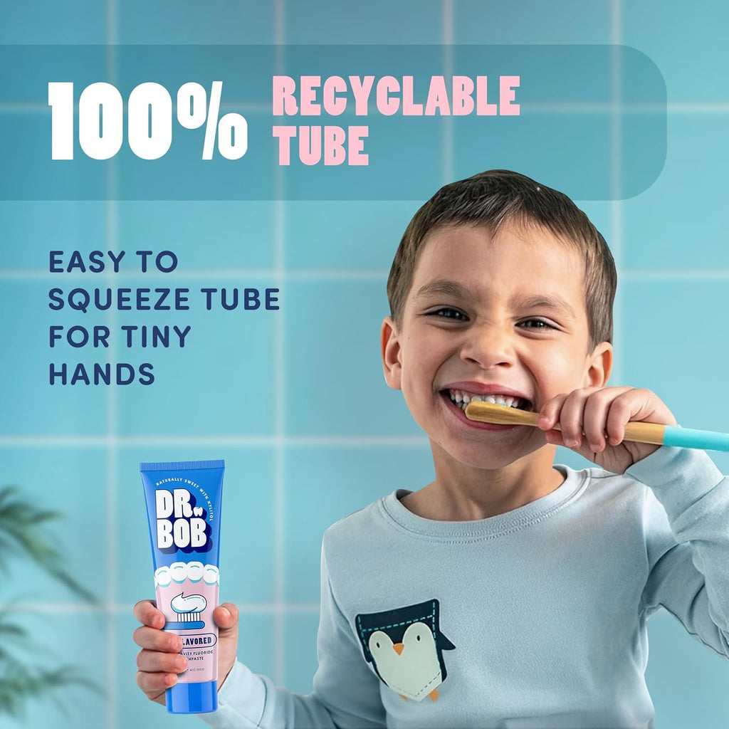 Kids Unflavored Fluoride Toothpaste - Dentist-Recommended for Sensitive Teeth