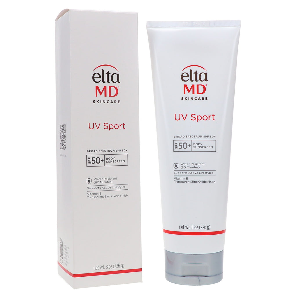 EltaMD UV Sport Broad Spectrum SPF 50+ Body Sunscreen 8 oz - Water-Resistant, Organic Formula