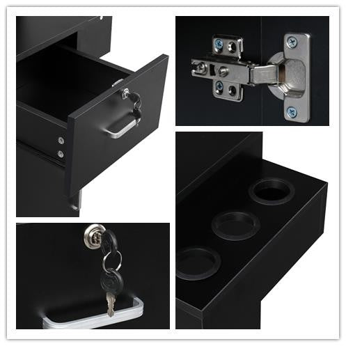Wall Mount Hairdressing Salon Station with Lockable Drawers & Shelves