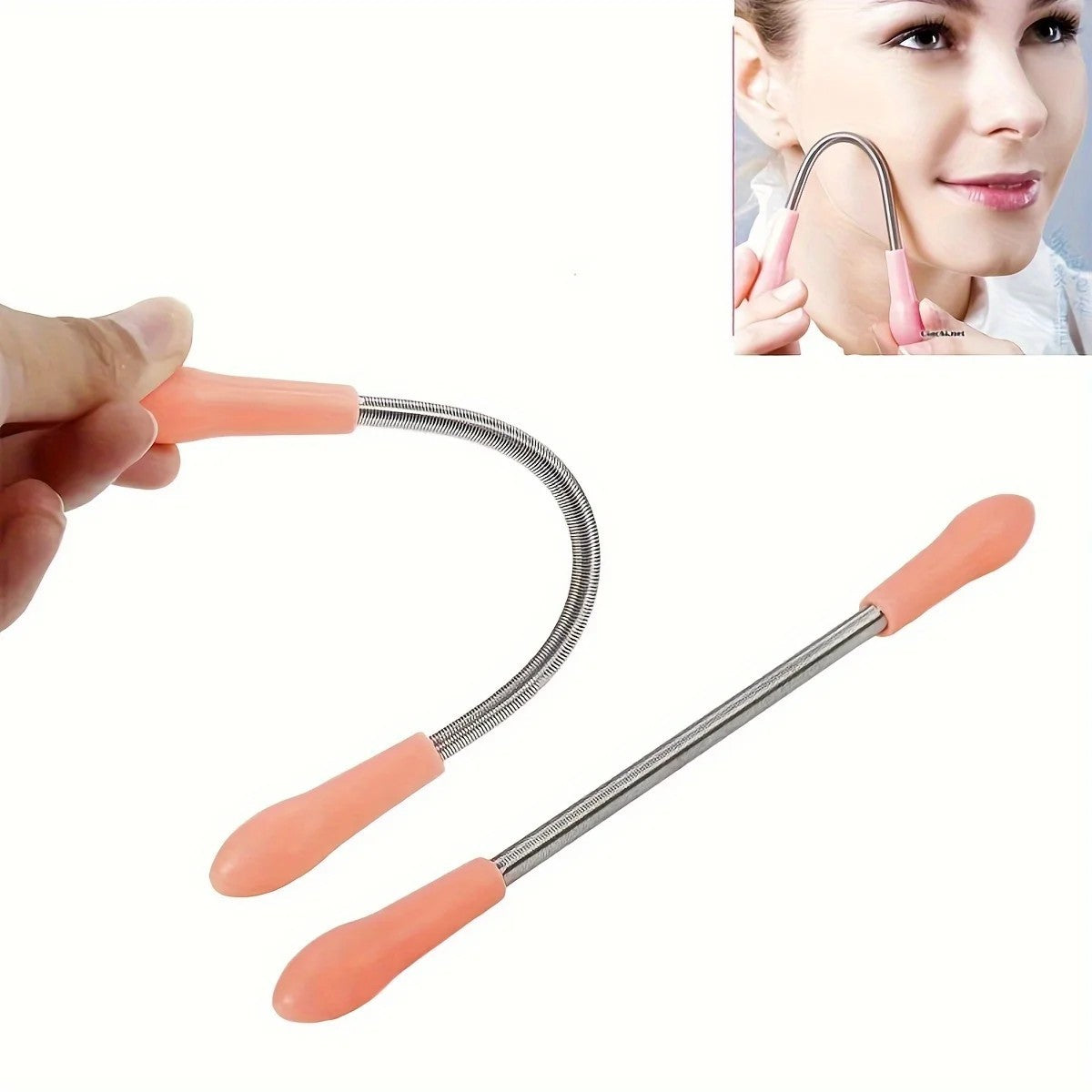 Facial Hair Remover Spring Stick Epilator for Upper Lip & Chin - Reusable Manual Threading Tool