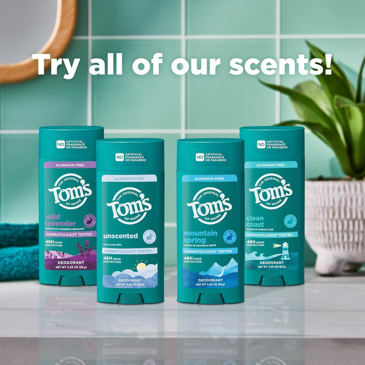 Unscented Natural Deodorant for Men & Women - Aluminum Free 3.25 oz