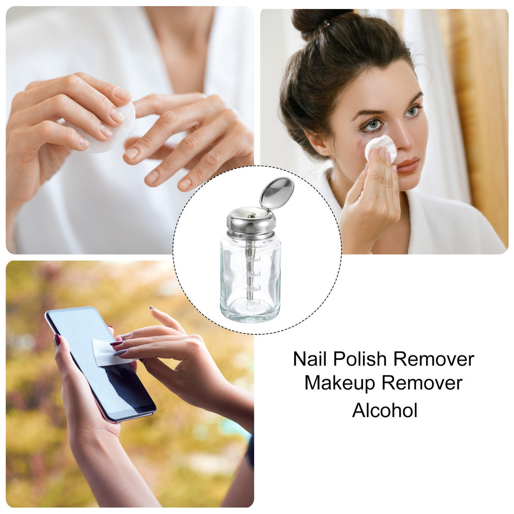 2Pcs 80ML Glass Pump Dispenser Bottles for Alcohol, Toner & Makeup Remover