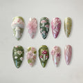 Fairy Garden 3D Mushroom Butterfly Press-On Nails with Charms - Woodland Fantasy Set