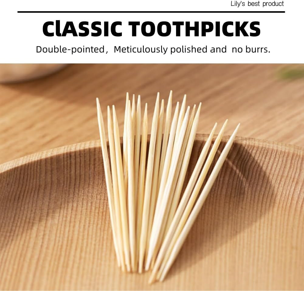 Wooden Bamboo Toothpicks - 2000 Count, Cocktail & Party Picks