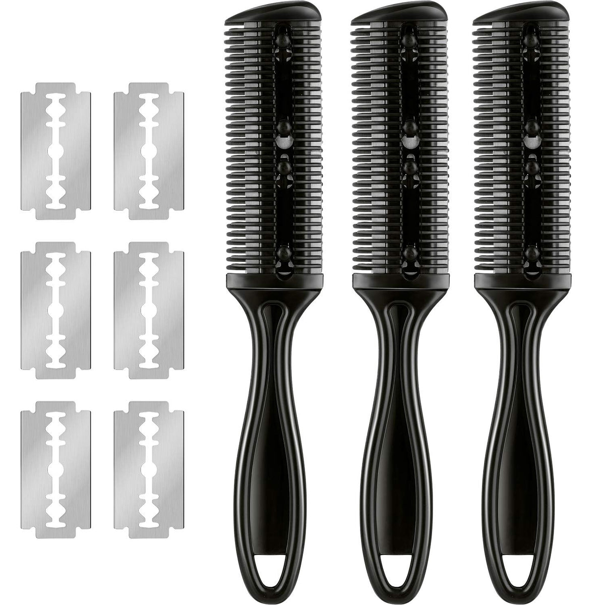 Haircut Razor Comb with 12 Reusable Double-Edge Blades - Hair Cutting Tool