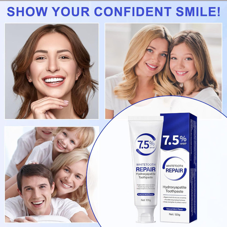 Hydroxyapatite Toothpaste for Sensitive Teeth and Stains - Fluoride-Free 120g