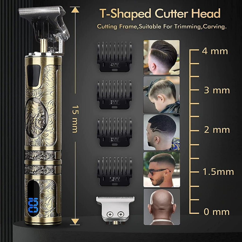 Men's Cordless Beard & Mustache Trimmer with LED Display, Adjustable Lengths