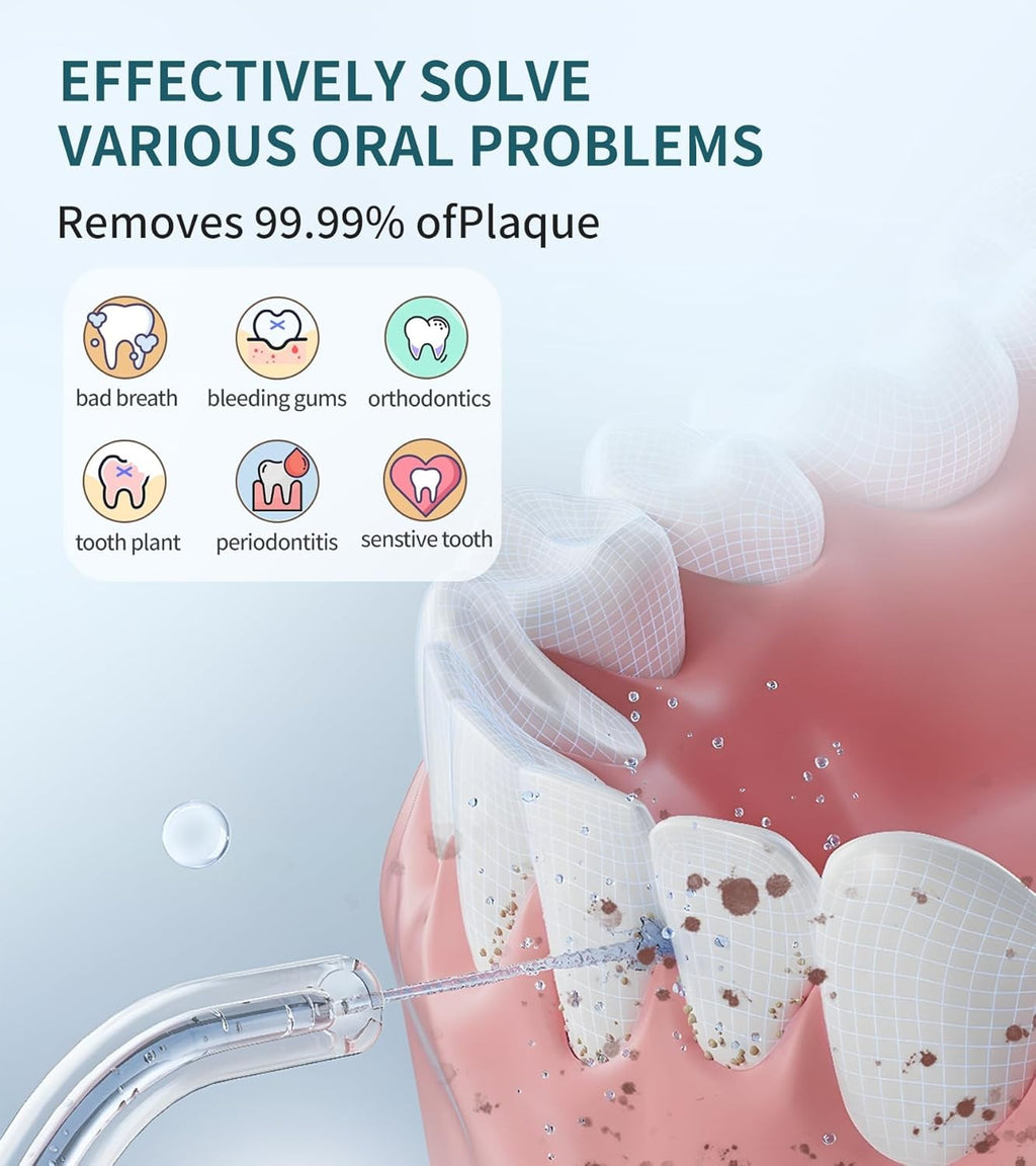 380ML Cordless Water Flosser Oral Irrigator Teeth Cleaner with 4 Tips