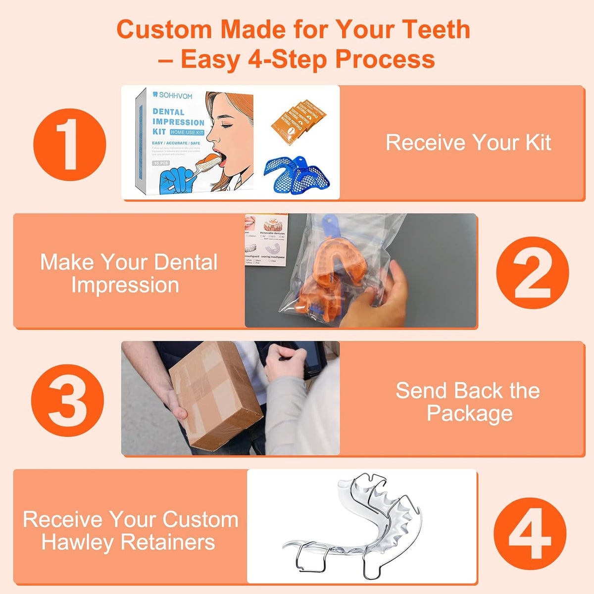 Custom Clear Retainer for Upper & Lower Teeth - Durable, Adjustable, Breathable