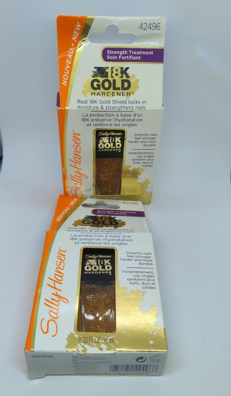 Nail Hardener with 18K Gold - Strengthening Nail Polish Set, 0.33 oz x2
