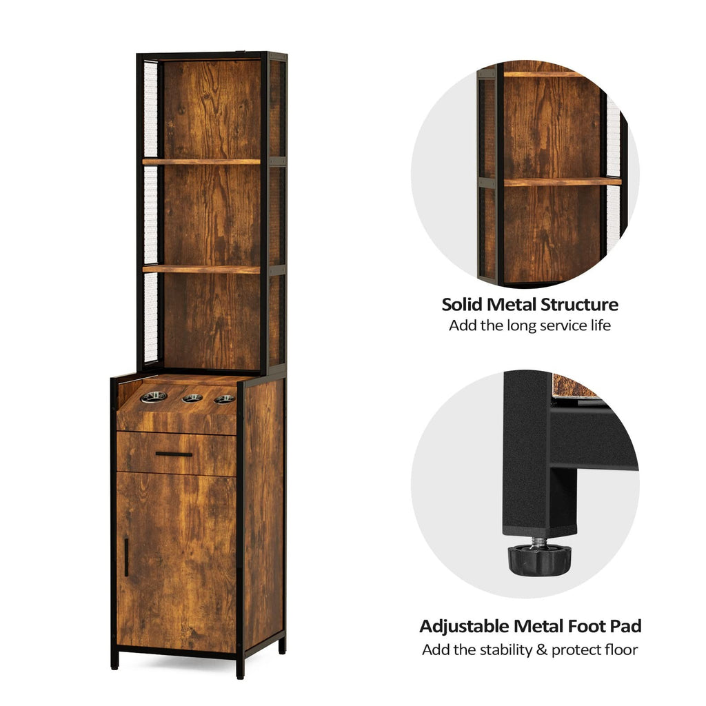 Salon Storage Station with 3 Tier Shelf and Tool Holders for Mobile Stylist