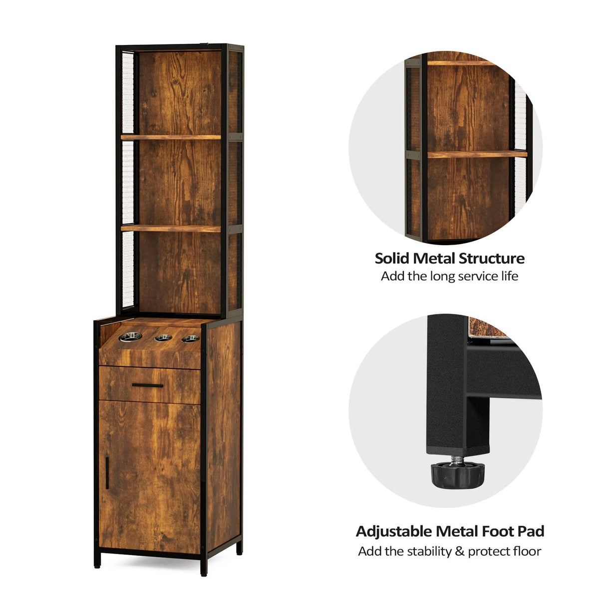 Salon Storage Station with 3 Tier Shelf and Tool Holders for Mobile Stylist