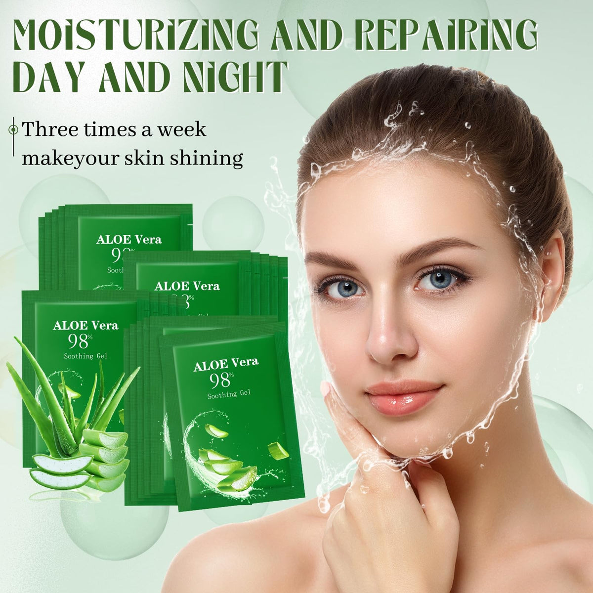 Organic Aloe Vera Gel 98% After Sun Care for Face and Body - 100 Pcs