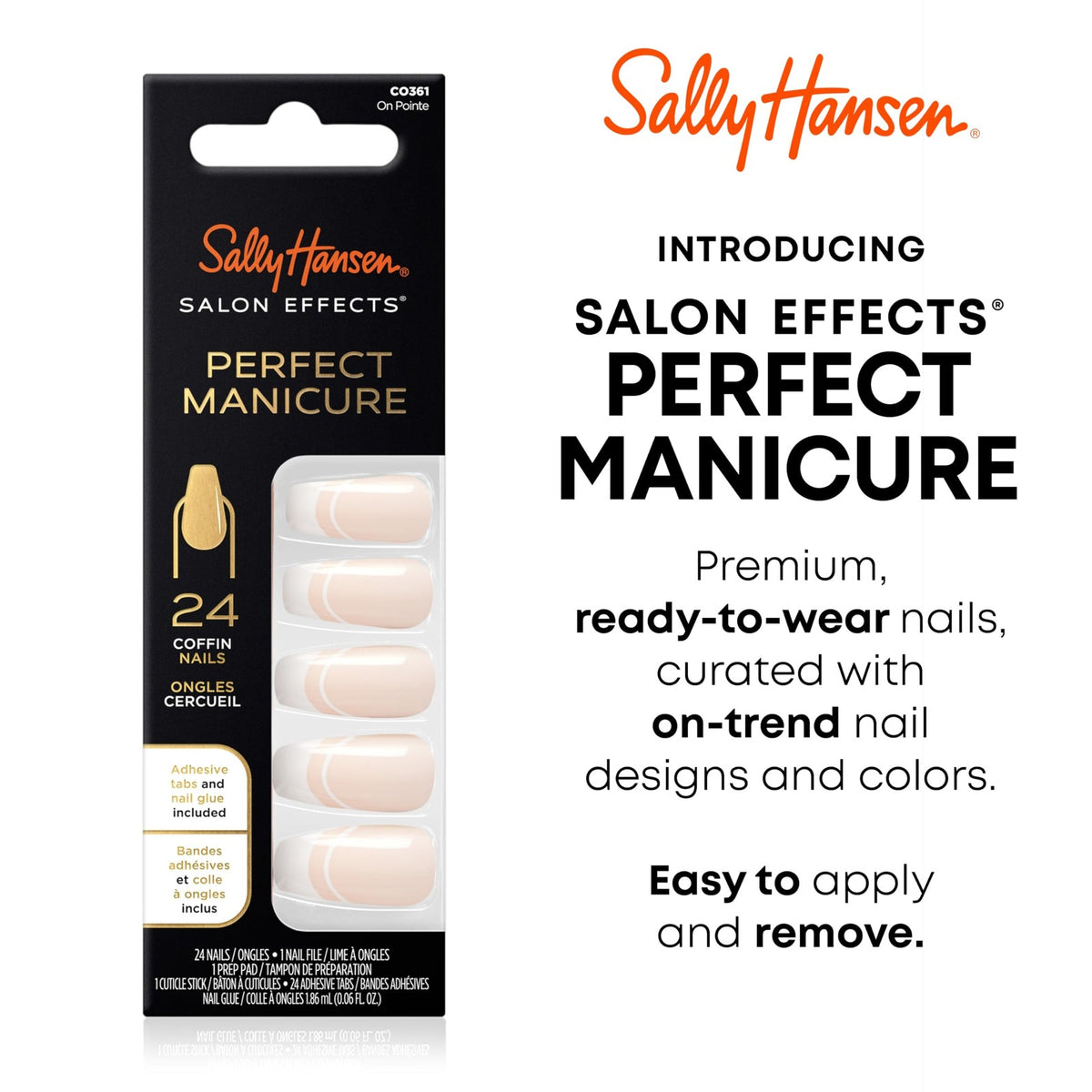 Press-On Nails Coffin Shape for Manicure - On Pointe, 6 Looks
