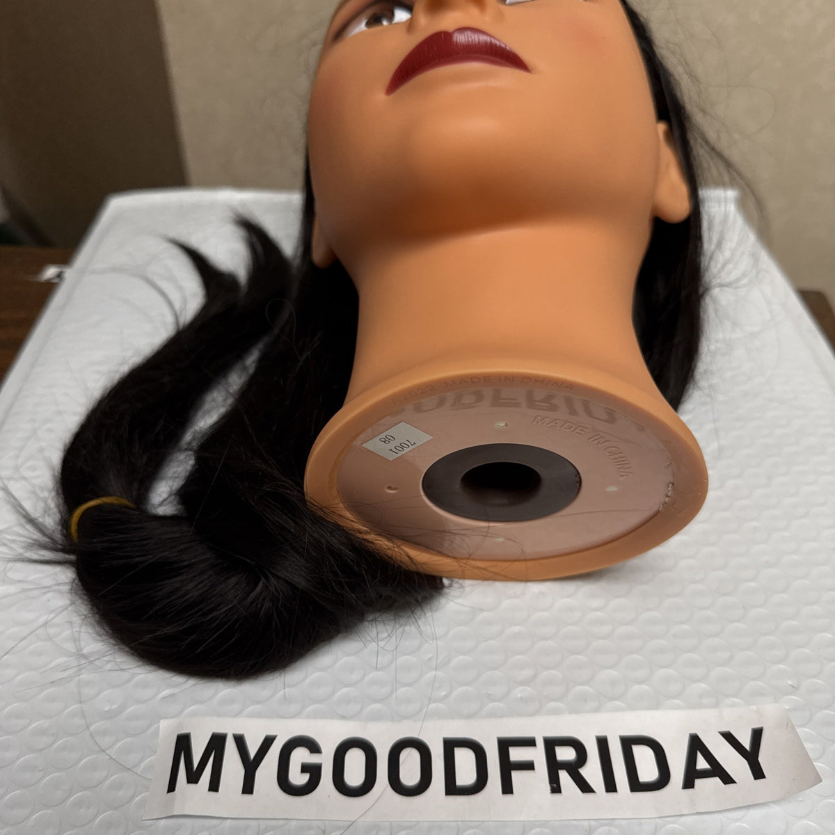 Mannequin Head with Synthetic Hair for Hairdressing Training and Styling Practice