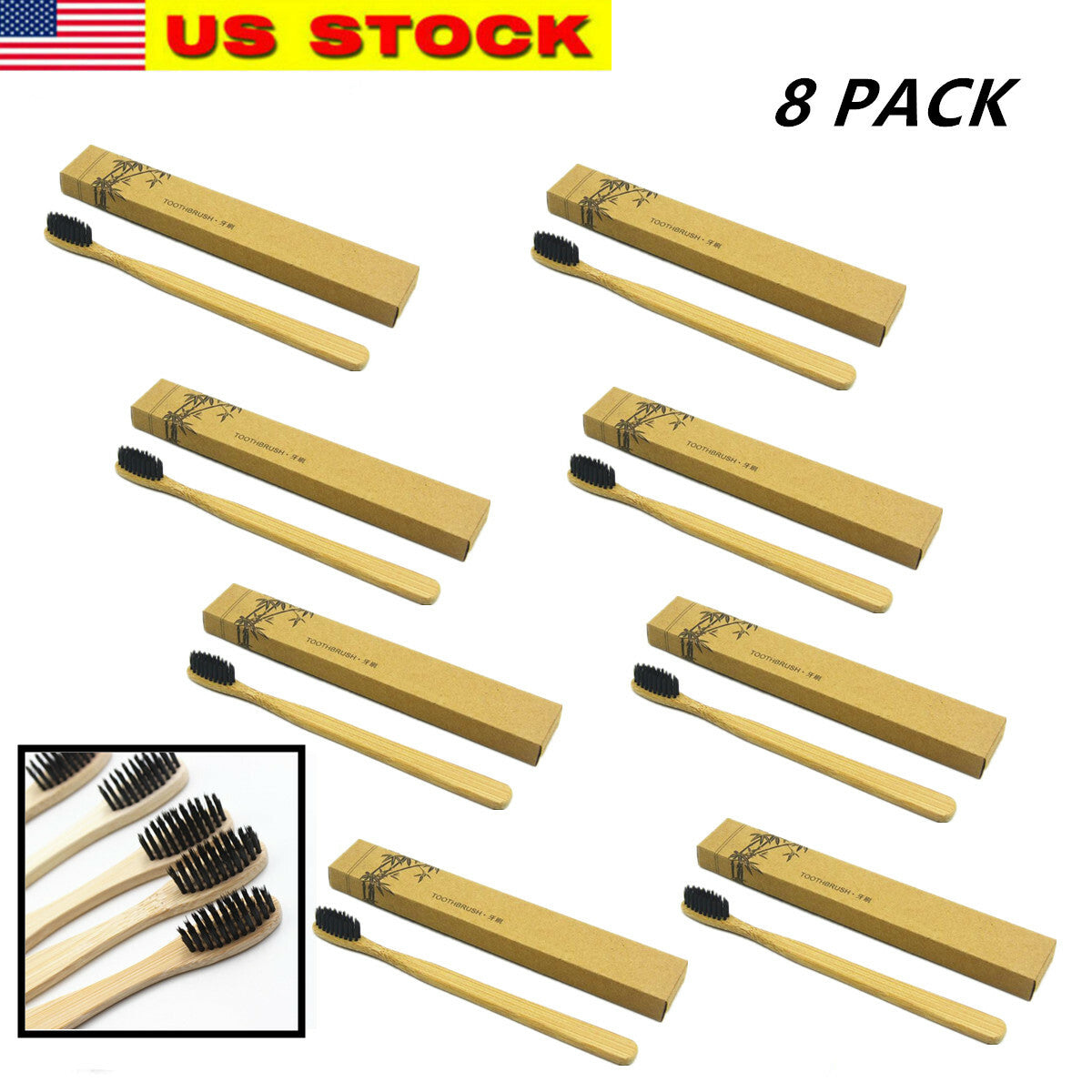 Organic Bamboo Toothbrush Pack - Eco-Friendly Soft Bristle Adult Oral Care