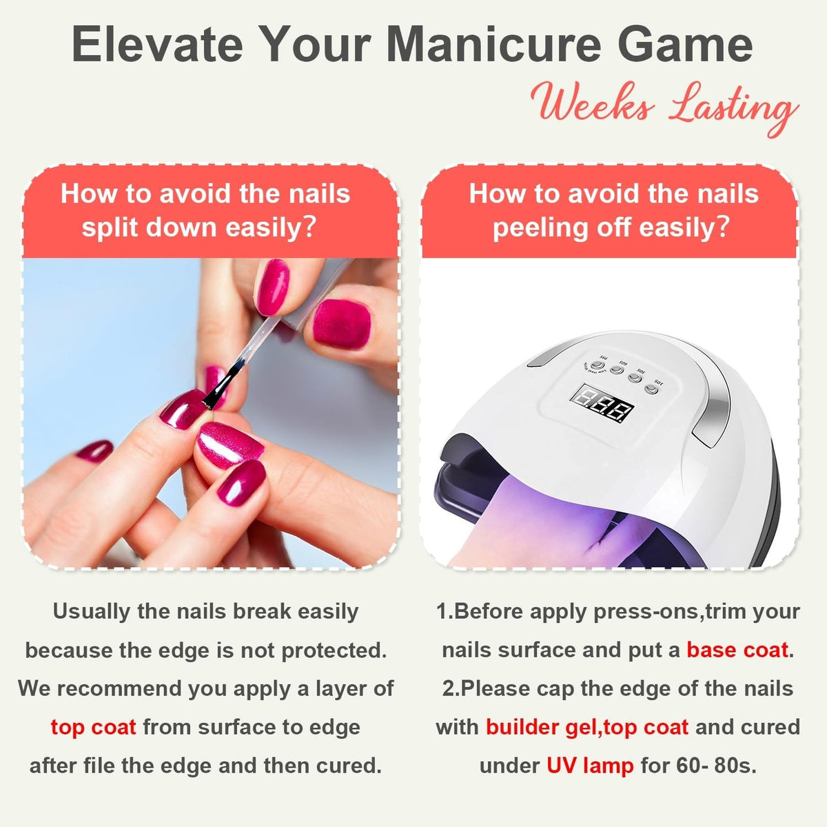 Short Nude Press On Nails with Chrome Finish - Pack of 24, Square Peach