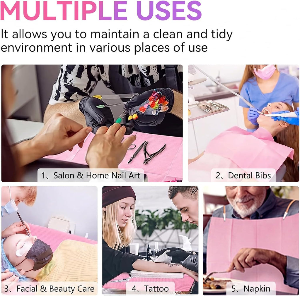 Disposable Nail Mat Set - Waterproof 18x13 Inches for Manicure & Pedicure