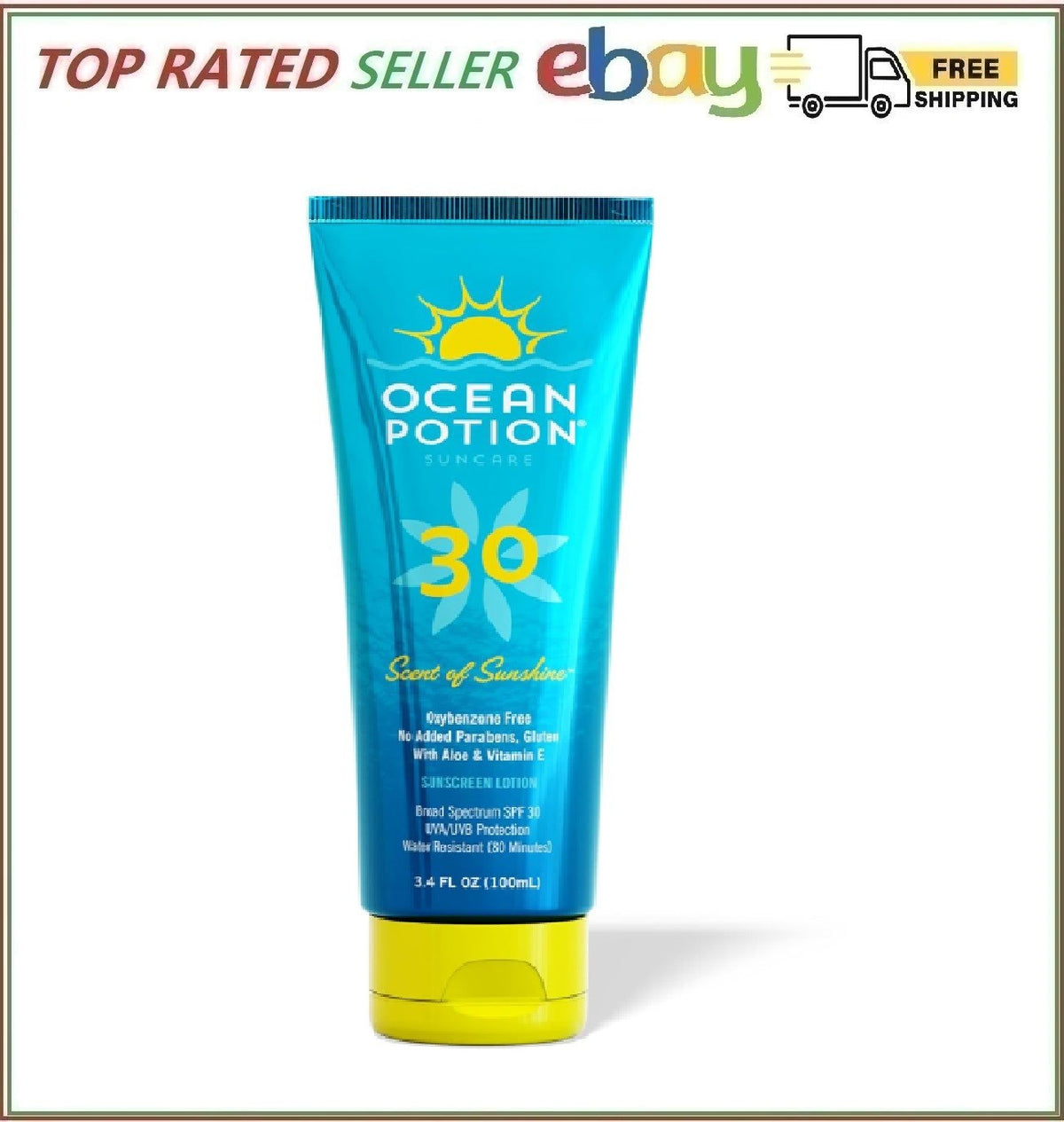 Ocean Potion SPF 30 Sunscreen Lotion 3.4oz Water-Resistant Broad Spectrum Sunblock