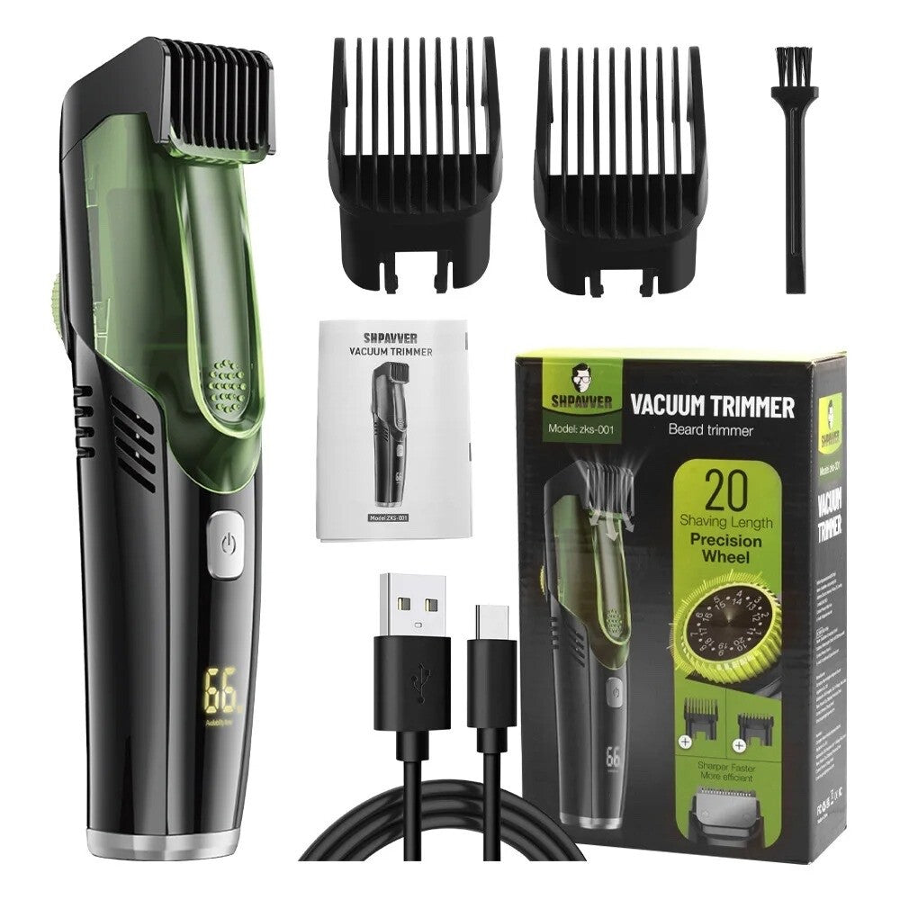 Cordless Beard Trimmer with 20 Length Settings and Digital Battery Display