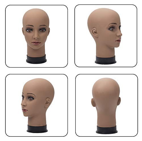 22 Inch Brown PVC Mannequin Head for Wig, Hat, Sunglasses Display