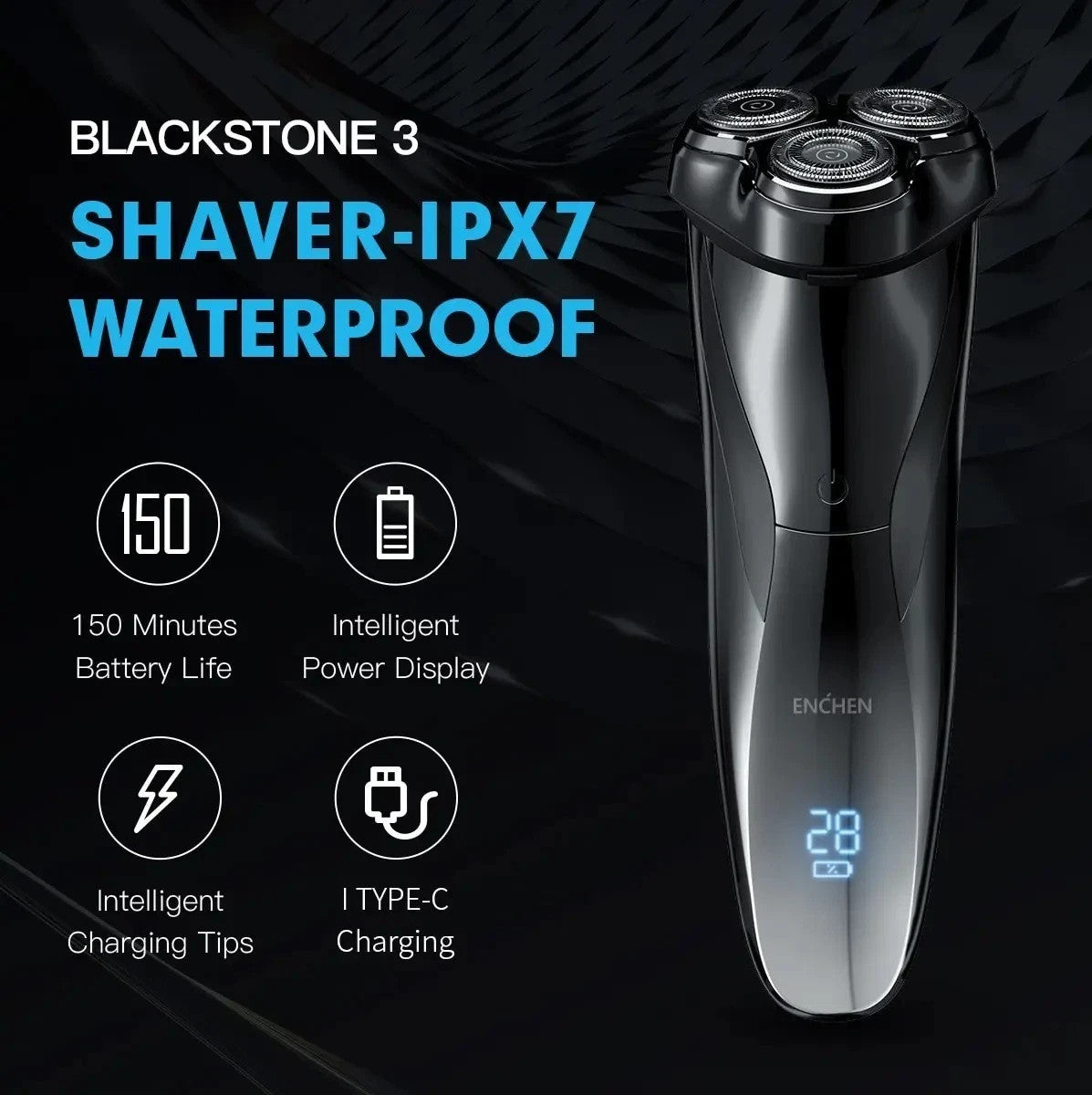Electric Rotary Shaver Waterproof Wet Dry Beard Razor Men