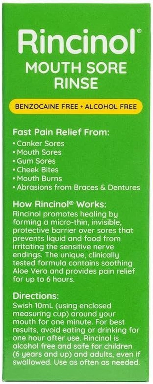 Oral Pain Relief Mouthwash for Canker Sores & Mouth Burns - Benzocaine & Alcohol Free