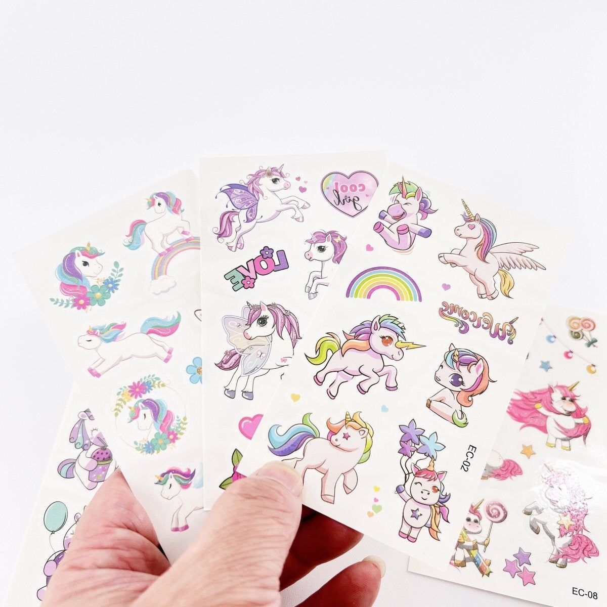 Unicorn Temporary Tattoos Sheets – 10 Non-Toxic Kids Party Favors