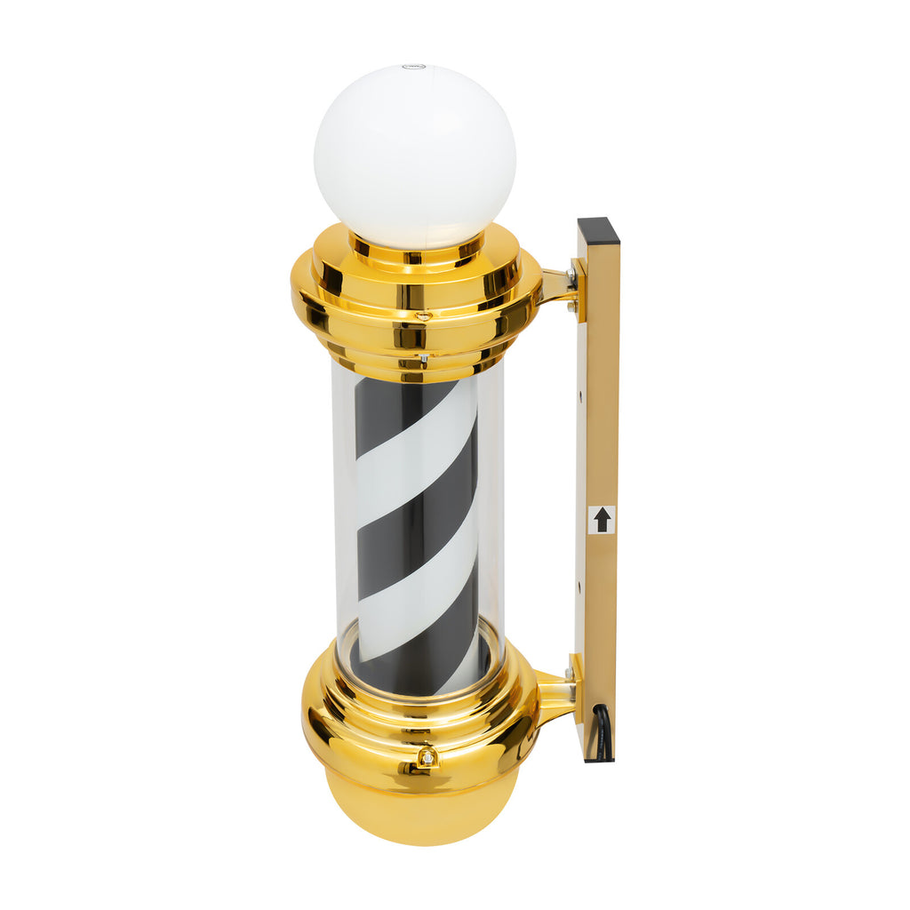 Waterproof LED Barber Pole Light with Rotating Sign for Hair Salon - Black, White, Gold
