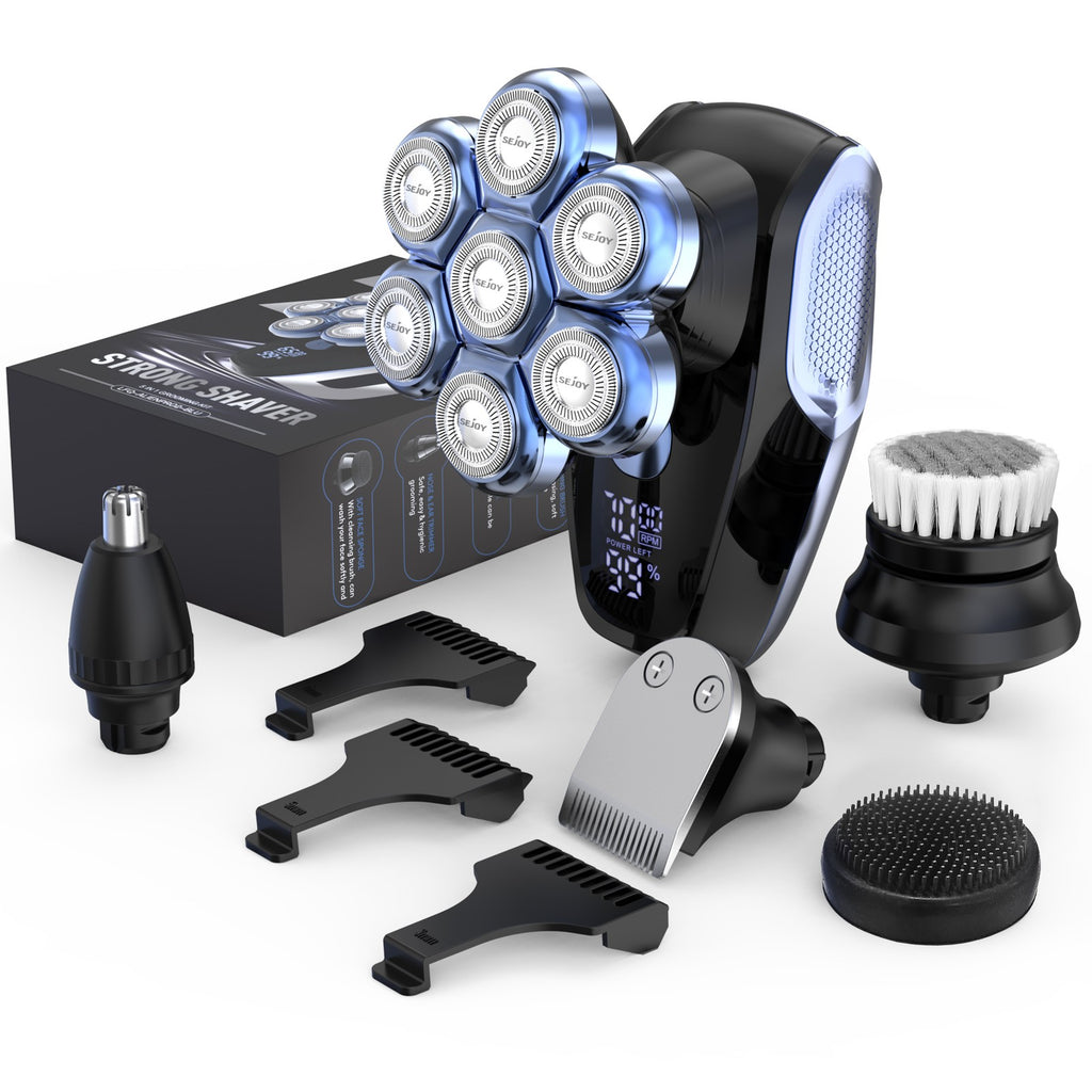 7D Rotary Electric Shaver for Men - Cordless Waterproof Bald Head Razor & Trimmer